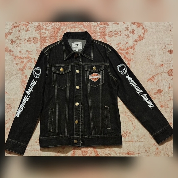 Women's Harley-Davidson Black Denim Jacket - Picture 1 of 3